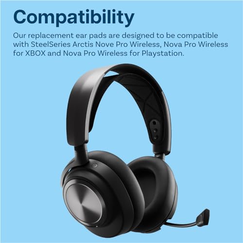 Ersatz Ohrpolster für SteelSeries Arctis Nova Pro Wireless Kopfhörer von MMOBIEL - Memory- Schaumstoff und Protein PU Kopfhörer Ohrpolster - Ersatzpolster – Schwarz Bild 4