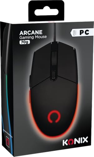 Konix Kabelgebundene Gaming-Maus Arcane 70 g für PC - 4 DPI-Stufen - Gummibeschichtung - Geflochtenes Kabel - Regenbogen-LED-Beleuchtung - Schwarz Bild 7