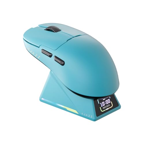 AJAZZ AJ159 APEX Wireless Gaming Mouse with RGB Magnetic Charging Base, Lightweight 56 Gram Design, 2.4G/USB-C/BT, 400 mAh Battery, 42K DPI, 8000Hz Response Rate, Compatible with PC and Mac, Blue Bild 1