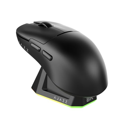 AJAZZ AJ159 PRO Wireless Gaming Mouse, Equipped with PAW3395 Sensor and Magnetic Base, 26K DPI, 2.4G/USB-C/BT Support, 400 mAh Battery, Lightweight 56 Gram Design, RGB Backlighting Effects, Black Bild 1