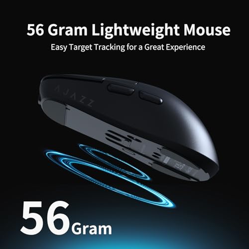 AJAZZ AJ159 PRO Wireless Gaming Mouse, Equipped with PAW3395 Sensor and Magnetic Base, 26K DPI, 2.4G/USB-C/BT Support, 400 mAh Battery, Lightweight 56 Gram Design, RGB Backlighting Effects, Black Bild 4