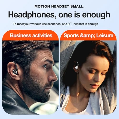 SENECESLI Einzelner Bluetooth Ohrhörer, Ohrbügel Bluetooth Kopfhörer, Geräuschreduzierung, IPX4 Wasserbeständiges Stereo Einzelohr Headset für Autofahren, Sport, Gaming (Black) Bild 3