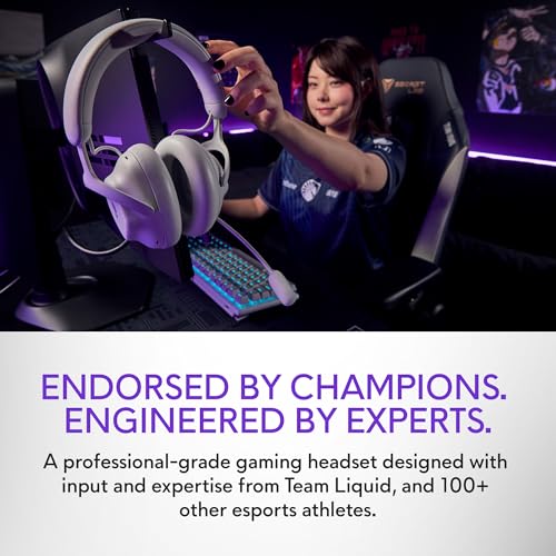 Alienware Pro Wireless Gaming Headset – kabelgebunden/kabellos, Bluetooth 5.3, 15 Minuten Schnellladung, Audioausgang 20 Hz, Akku-Sprechzeit (ANC an) bis zu 24 Stunden (Bluetooth), Mondlicht Bild 2