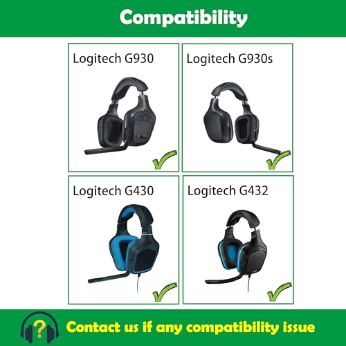 Ohrpolster + Kopfband kompatibel mit Logitech G930 G930s G430 G432 Headsets. Austauschbare Ohrpolster mit strapazierfähigem & atmungsaktivem Stoff/Hochdichtem Schaumstoff Bild 2