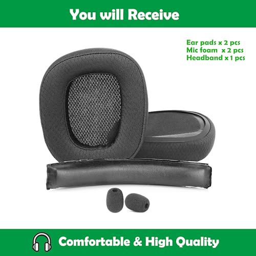 Ohrpolster + Kopfband kompatibel mit Logitech G930 G930s G430 G432 Headsets. Austauschbare Ohrpolster mit strapazierfähigem & atmungsaktivem Stoff/Hochdichtem Schaumstoff Bild 4