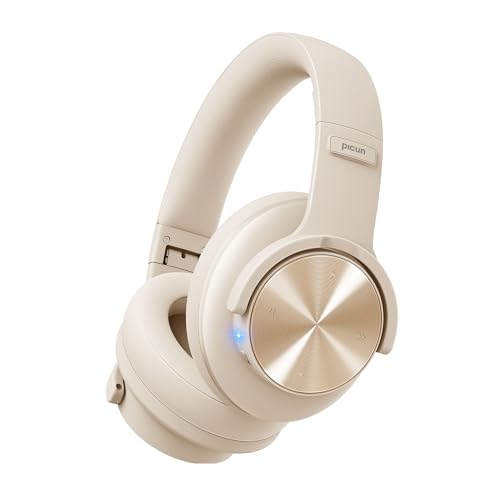 Picun B8 Bluetooth Kopfhörer, 120 Std. Spielzeit Kabelloser Bluetooth Kopfhörer mit 3 EQ-Modi, Geringe Latenz, Freisprechfunktion, Over-Ear-Kopfhörer für Reisen, Home Office, Handy, PC Khaki Weiß Bild 1