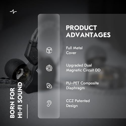 keephifi CCZ DC02 IEM Kopfhörer In-Ear-Monitor für klaren Sound, 1BA+1DD IEM mit 2-poligem abnehmbarem Kabel-Headset, HiFi-Bass Ohrhörer für Musiker, Sänger, Audiophile (Grün, mit mikro) Bild 5