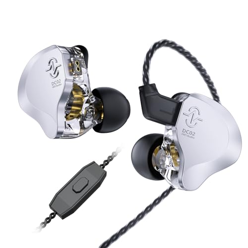 keephifi CCZ Solo DC02 In-Ear-Monitor Kopfhörer mit Kabel und Mikrofon IEM,Dual Magnetic Circuit DD IEM Bass Headset, PU+PET-Verbundmembran,Galvanisierte Glänzende Metall-Ohrhörer für Musiker,Gaming Bild 1