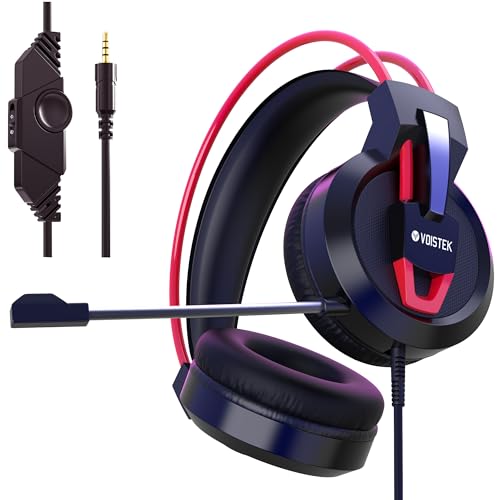 Voistek Kabelgebundenes Over-Ear-Kopfhörer, Mikrofon, Gaming-Headset, 3,5mm Audiobuchse, geeignet für Games, Musik und fürs Homeoffice kompatibel zu PS4/PS5/Xbox One/Switch/PC- schwarz Bild 1