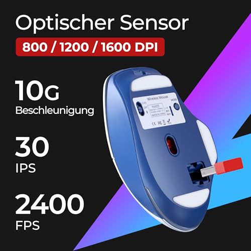 Defender Tisa GM-126 Kabellose Gaming Maus, Bluetooth & 2.4 GHz, 1600 DPI, 400 mAh Akku, leise Tasten, RGB Beleuchtung, USB-C Maus Bild 5