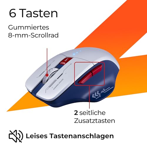 Defender Tisa GM-126 Kabellose Gaming Maus, Bluetooth & 2.4 GHz, 1600 DPI, 400 mAh Akku, leise Tasten, RGB Beleuchtung, USB-C Maus Bild 6