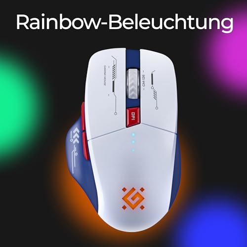 Defender Tisa GM-126 Kabellose Gaming Maus, Bluetooth & 2.4 GHz, 1600 DPI, 400 mAh Akku, leise Tasten, RGB Beleuchtung, USB-C Maus Bild 7