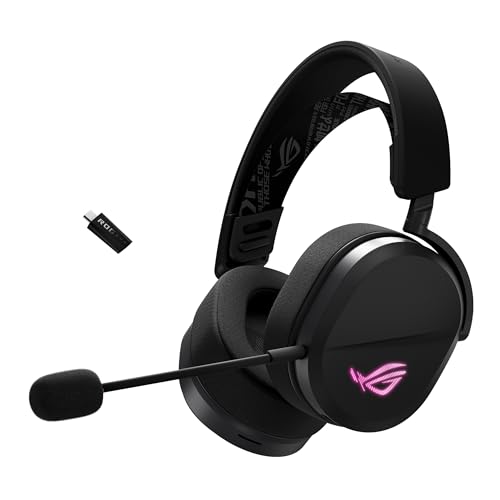 ASUS ROG Pelta kabelloses RGB Gaming Headset (ROG SpeedNova, Bluetooth, 2,4 GHz, USB-C, 50-mm-ROG-Titanmembran-Treibern, 10-mm-Superbreitband-Boom-Mikrofon, 309g leicht, Aura Sync RGB) Bild 1