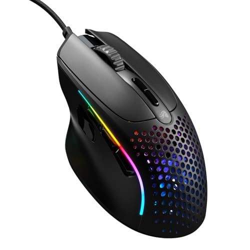 Glorious Gaming Model I 2 Wired Mouse: 9 programmierbare Tasten (2 tauschbar), superleichte 66 g, optischer 26k-Sensor, Sch. 80M Klicks, MMO/MOBA/FPS, ergonomische Seitliche Daumenauflage RGB, schwarz Bild 1