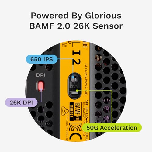 Glorious Gaming Model I 2 Wired Mouse: 9 programmierbare Tasten (2 tauschbar), superleichte 66 g, optischer 26k-Sensor, Sch. 80M Klicks, MMO/MOBA/FPS, ergonomische Seitliche Daumenauflage RGB, schwarz Bild 6