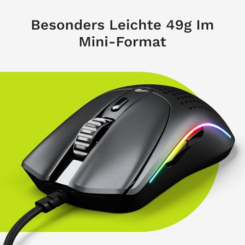 GLORIOUS Model O 2 Mini trådbunden gamingmus - superlätt (49 g), optisk 26K-Sensor, Motion Sync, 80 miljoner klick, 6 knappar, för små händer, passar fps, MMO, MOBA Och Battle Royale - Svart Bild 3