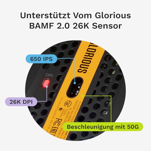 GLORIOUS Model O 2 Mini trådbunden gamingmus - superlätt (49 g), optisk 26K-Sensor, Motion Sync, 80 miljoner klick, 6 knappar, för små händer, passar fps, MMO, MOBA Och Battle Royale - Svart Bild 6
