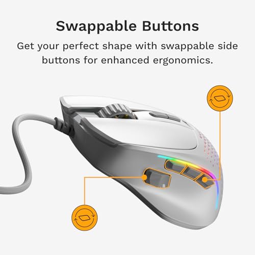 GLORIOUS Gaming Model I 2 Wired Mouse: 9 programmierbare Tasten (2 tauschbar), superleichte 66 g, optischer 26k-Sensor, Sch. 80M Klicks, MMO/MOBA/FPS, ergonomische Seitliche Daumenauflage RGB, weiß Bild 5