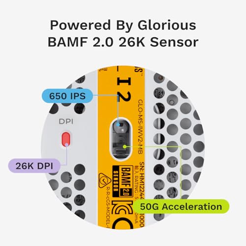 GLORIOUS Gaming Model I 2 Wired Mouse: 9 programmierbare Tasten (2 tauschbar), superleichte 66 g, optischer 26k-Sensor, Sch. 80M Klicks, MMO/MOBA/FPS, ergonomische Seitliche Daumenauflage RGB, weiß Bild 6