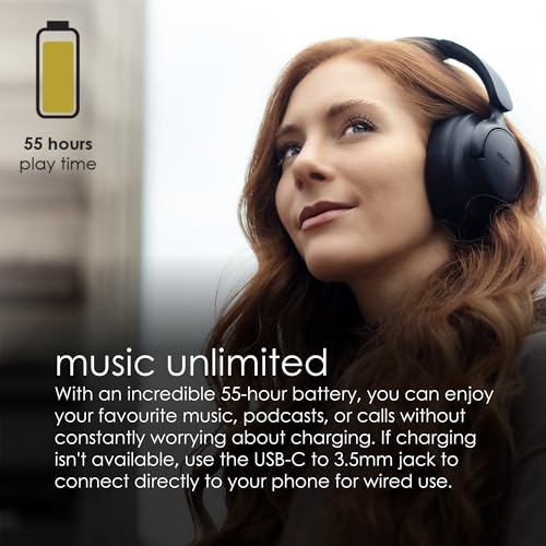 Boompods Headpods ANC+ Geräuschunterdrückende Kopfhörer - Over-Ear Bluetooth Kopfhörer mit Mikrofon, 55+ Std. Spielzeit und Pillowfoam-Polster, Faltbarer Over-Ear Headset und Reisetasche, Schwarz Bild 3
