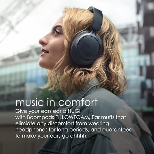 Boompods Headpods ANC+ Geräuschunterdrückende Kopfhörer - Over-Ear Bluetooth Kopfhörer mit Mikrofon, 55+ Std. Spielzeit und Pillowfoam-Polster, Faltbarer Over-Ear Headset und Reisetasche, Schwarz Bild 5