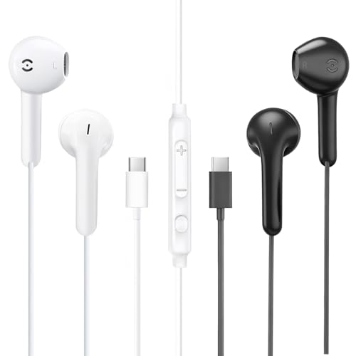 MAS CARNEY USB C Kopfhörer mit Kabel TH9, 2er Pack In-Ear Headset Typ C mit Mikrofon für iPhone 17 16 15 Pro Max, iPad Pro, Samsung Galaxy A16 A17 A54 A56 S25 S24 S23 A55 A53, Google Pixel, Huawei, Mi Bild 1