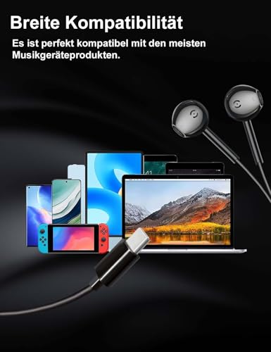 MAS CARNEY USB C Kopfhörer mit Kabel TH9, 2er Pack In-Ear Headset Typ C mit Mikrofon für iPhone 17 16 15 Pro Max, iPad Pro, Samsung Galaxy A16 A17 A54 A56 S25 S24 S23 A55 A53, Google Pixel, Huawei, Mi Bild 4