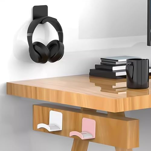 Generisch 2 Stück Headset Halterung,Kopfhörer Ständer,Kopfhörerhalter,Universal Selbstklebend Kopfhörer Haken für Over Ear Kopfhörer,Gaming Headset,Ohrhörer Aufhänger zum Schreibtisch,Wand Bild 2