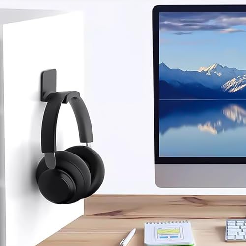 Generisch 2 Stück Headset Halterung,Kopfhörer Ständer,Kopfhörerhalter,Universal Selbstklebend Kopfhörer Haken für Over Ear Kopfhörer,Gaming Headset,Ohrhörer Aufhänger zum Schreibtisch,Wand Bild 3