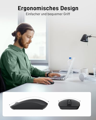 Acer Ultradünne Maus Kabellose, Tragbare 2,4 GHz Funkmaus, Wireless Mouse mit 800/1200/1600 einstellbare DPI, 4 Tasten Kabellos Computermaus, Maus Kabellos Laptop, Dell XPS, ASUS, Surface Bild 4