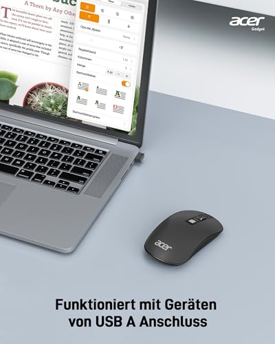 Acer Ultradünne Maus Kabellose, Tragbare 2,4 GHz Funkmaus, Wireless Mouse mit 800/1200/1600 einstellbare DPI, 4 Tasten Kabellos Computermaus, Maus Kabellos Laptop, Dell XPS, ASUS, Surface Bild 6