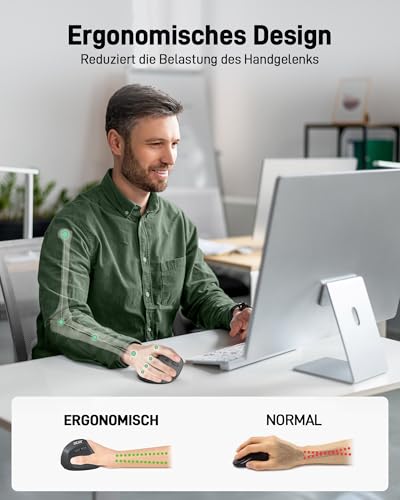 Acer Ergonomische Maus Kabellos, Wiederaufladbare 2.4GHz Vertikale Maus mit 3 Einstellbaren DPI, 6 Tasten, Ergonomisch Büromaus Vertical Wireless Mouse für Windows, mac OS, Linux, Chrome OS, usw. Bild 5