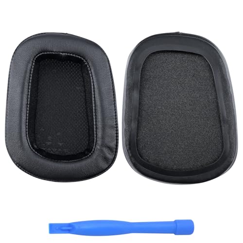 Ersatz Ohrpolster für Logitech G35, G230, G231, G233, G332, G430, G431, G432, G433, G533, G633, G633S, G635, G930, G933, G933S, G935 Kopfhörer von MMOBIEL - Protein PU Kopfhörer Ohrpolster – Schwarz Bild 1