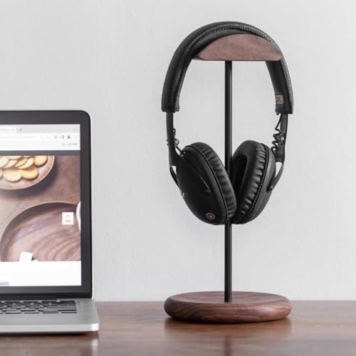 Kopfhörerständer for den Schreibtisch – Headset-Halter mit Stützstange aus Aluminiumlegierung, Gaming-Headset-Ständer mit Holzstützplatte Bild 2