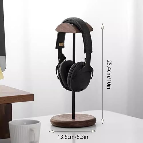 Kopfhörerständer for den Schreibtisch – Headset-Halter mit Stützstange aus Aluminiumlegierung, Gaming-Headset-Ständer mit Holzstützplatte Bild 3