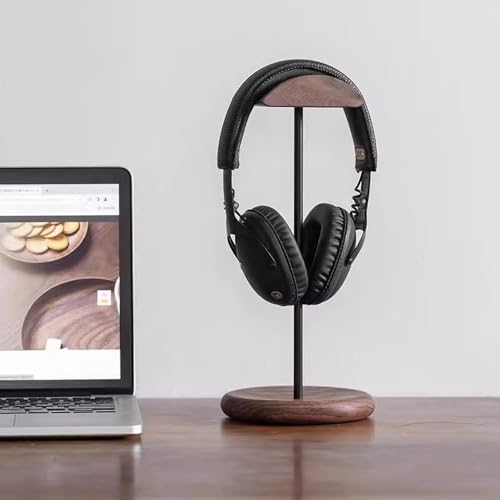 Kopfhörerständer for den Schreibtisch – Headset-Halter mit Stützstange aus Aluminiumlegierung, Gaming-Headset-Ständer mit Holzstützplatte Bild 5