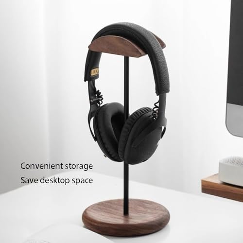 Kopfhörerständer for den Schreibtisch – Headset-Halter mit Stützstange aus Aluminiumlegierung, Gaming-Headset-Ständer mit Holzstützplatte Bild 6