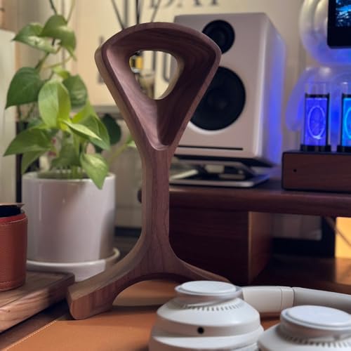 Kopfhörerständer/Kopfhörer-Aufhänger aus Holz/Headset-Halter aus Holz/Kopfhörer-Schreibtisch-Display-Aufhänger – Headsets aus Holz mit Walnuss-Finish Bild 5