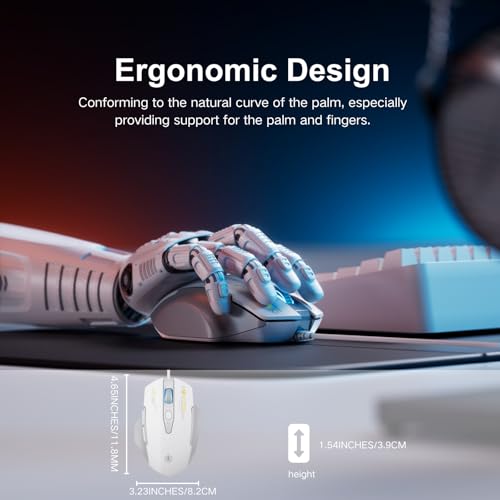 Uineer Maus Mit Kabel, ergonomisches Design, bis zu 7200 DPI einstellbar mit 6 Tasten, Computer Maus PC Laptop Computer,Plug & Play,Grau und Weiß Bild 2