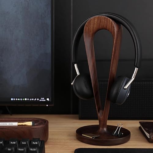 Kopfhörerständer, gebogener Headset-Ständer mit Ablagefach und Spulenwickler, Kopfhörerhalter-Ausstellungsständer(Beech) Bild 2