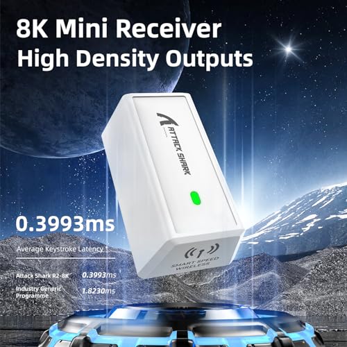 MAMBASNAKE x Attack Shark R6 Superlight Gaming Mouse, PixArt PAW3950MAX Sensor, 8K Wireless/BT/2.4G, 42000 DPI, for Win11/Xbox/PS/Mac - White Bild 4
