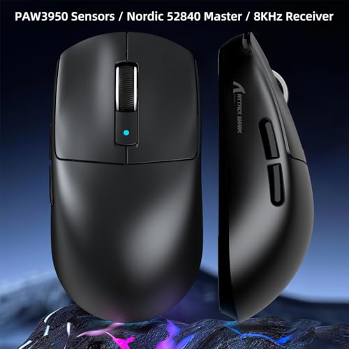 MAMBASNAKE x ATTACK SHARK R6 39g Superlight Maus, PixArt PAW3950MAX Sensor, 8K Wireless Gaming Mouse, MCU Nodic 52840, BT/2.4G/Wired, DPI 42000, für Win11/Xbox/PS/Mac - Black Bild 5