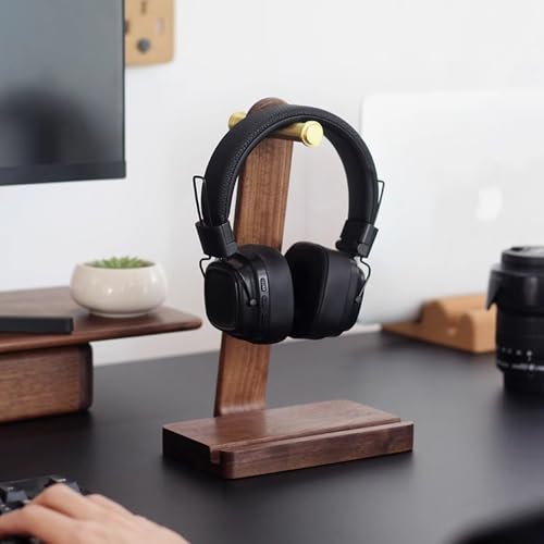 Kopfhörerständer for den Schreibtisch – Headset-Ständer aus massivem Holz for den Schreibtisch – Gaming-Kopfhörerständer, robuster Kopfhörerhalter, Schreibtischständer aus Holz Bild 2