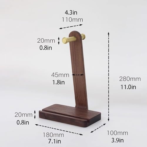Kopfhörerständer for den Schreibtisch – Headset-Ständer aus massivem Holz for den Schreibtisch – Gaming-Kopfhörerständer, robuster Kopfhörerhalter, Schreibtischständer aus Holz Bild 3