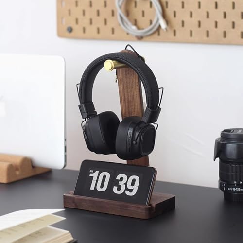 Kopfhörerständer for den Schreibtisch – Headset-Ständer aus massivem Holz for den Schreibtisch – Gaming-Kopfhörerständer, robuster Kopfhörerhalter, Schreibtischständer aus Holz Bild 5