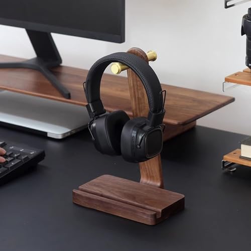 Kopfhörerständer for den Schreibtisch – Headset-Ständer aus massivem Holz for den Schreibtisch – Gaming-Kopfhörerständer, robuster Kopfhörerhalter, Schreibtischständer aus Holz Bild 6