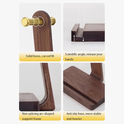 Kopfhörerständer for den Schreibtisch – Headset-Ständer aus massivem Holz for den Schreibtisch – Gaming-Kopfhörerständer, robuster Kopfhörerhalter, Schreibtischständer aus Holz Bild 7
