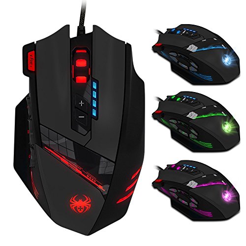 zelotes Kabelgebundene Gaming Maus mit 4000 DPI,12 programmierbarem Tasten,Verstellbarem Gewicht,RGB-Beleuchtung,Ergonomische Design,Maus mit Kabel für PC,Mac,Laptop,Schwarz Bild 6