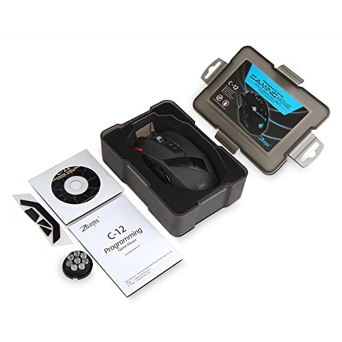 zelotes Kabelgebundene Gaming Maus mit 4000 DPI,12 programmierbarem Tasten,Verstellbarem Gewicht,RGB-Beleuchtung,Ergonomische Design,Maus mit Kabel für PC,Mac,Laptop,Schwarz Bild 7