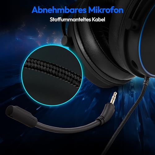 ERAZER Mage P20 Gaming Headset (240cm Kabel, Over Ear, Flexibles & abnehmbares Mikrofon, Fernbedienung, RGB Beleuchtung, 3,5mm Audio, USB, ES9260Q Soundchip) Bild 6